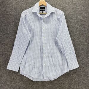 Bonobos Shirt Men 15 Blue Plaid Button Up Slim Fit Collared Long Sleeve Cotton